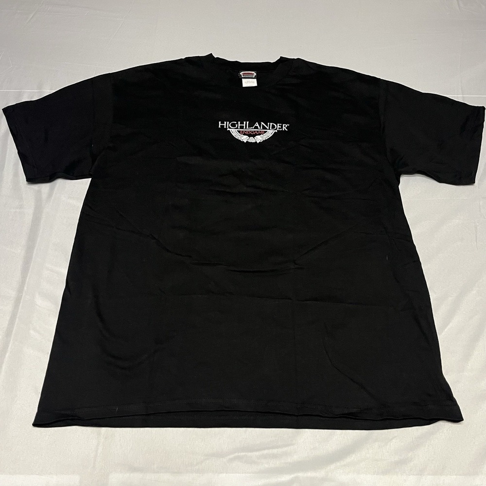 VINTAGE Highlander Movie Shirt Mens XL Black End Game Promo Tee Graphic 2000s